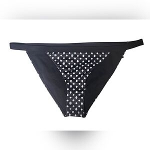 Nike Womens Black With White Polka Dots Swim Bikini Bottoms Size Large